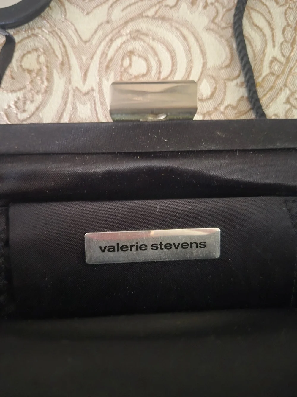 Vintage Valerie Stevens Beaded Black Velvet Clutch with Strap